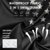 imageFT FENTENG Mens Swim Trunks with Compression Liner 9quot Board Shorts 2 in 1 Quick Dry Beach Swimwear Bathing Suits for MenBlack Flagc