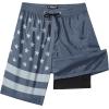 imageFT FENTENG Mens Swim Trunks with Compression Liner 9quot Board Shorts 2 in 1 Quick Dry Beach Swimwear Bathing Suits for MenBlue Flagc