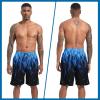 imageFT FENTENG Mens Swim Trunks with Compression Liner 9quot Board Shorts 2 in 1 Quick Dry Beach Swimwear Bathing Suits for MenBlue Flamec