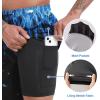 imageFT FENTENG Mens Swim Trunks with Compression Liner 9quot Board Shorts 2 in 1 Quick Dry Beach Swimwear Bathing Suits for MenBlue Flamec