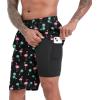 imageFT FENTENG Mens Swim Trunks with Compression Liner 9quot Board Shorts 2 in 1 Quick Dry Beach Swimwear Bathing Suits for MenFlamingo Tree