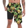 imageFT FENTENG Mens Swim Trunks with Compression Liner 9quot Board Shorts 2 in 1 Quick Dry Beach Swimwear Bathing Suits for MenPineapple Skull
