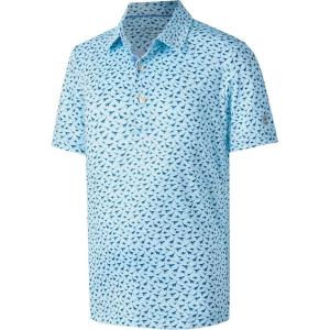 imageBoys Polo Shirt Short Sleeve Performance Dry Fit Stretch Funny Print Active Casual Collared Golf Shirts for BoyBlue Dinosaur