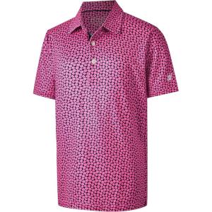 imageBoys Polo Shirt Short Sleeve Performance Dry Fit Stretch Funny Print Active Casual Collared Golf Shirts for BoyRose Flower