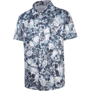 imageFT FENTENG Mens Hawaiian Shirts Regular Fit Short Sleeve Casual Button Down Summer Tropical Beach ShirtsSkeleton Flower