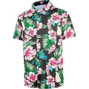 imageFT FENTENG Mens Hawaiian Shirts Regular Fit Short Sleeve Casual Button Down Summer Tropical Beach ShirtsTropical Flower