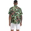 imageFT FENTENG Mens Casual Button Down Shirts Regular Fit Short Sleeve Hawaiian Shirt for MenGreen Leaf