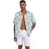 imageFT FENTENG Mens Casual Button Down Shirts Regular Fit Short Sleeve Hawaiian Shirt for MenGreen Leaf Flamingo