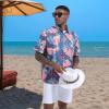 imageFT FENTENG Mens Casual Button Down Shirts Regular Fit Short Sleeve Hawaiian Shirt for MenNavy Usa Flag