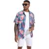 imageFT FENTENG Mens Casual Button Down Shirts Regular Fit Short Sleeve Hawaiian Shirt for MenNavy Usa Flag