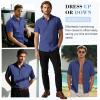imageLzzidou Mens Patterned Button Down Shirt Geometric Print Short Sleeve Dress Shirt for Casual Work Travel Summer Beach OfficeDark Blue Small Wave