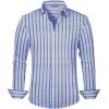 imageLzzidou Mens Striped Button Down Shirt Cotton Blend Long Sleeve Collared Dress Shirts for Business Work Office Casual DateBlue