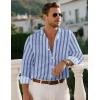 imageLzzidou Mens Striped Button Down Shirt Cotton Blend Long Sleeve Collared Dress Shirts for Business Work Office Casual DateBlue