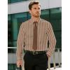 imageLzzidou Mens Striped Button Down Shirt Cotton Blend Long Sleeve Collared Dress Shirts for Business Work Office Casual DateBrown