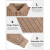 imageLzzidou Mens Striped Button Down Shirt Cotton Blend Long Sleeve Collared Dress Shirts for Business Work Office Casual DateBrown