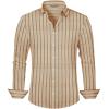 imageLzzidou Mens Striped Button Down Shirt Cotton Blend Long Sleeve Collared Dress Shirts for Business Work Office Casual DateBrown