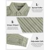 imageLzzidou Mens Striped Button Down Shirt Cotton Blend Long Sleeve Collared Dress Shirts for Business Work Office Casual DateGreen