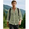 imageLzzidou Mens Striped Button Down Shirt Cotton Blend Long Sleeve Collared Dress Shirts for Business Work Office Casual DateGreen