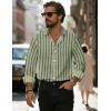 imageLzzidou Mens Striped Button Down Shirt Cotton Blend Long Sleeve Collared Dress Shirts for Business Work Office Casual DateGreen