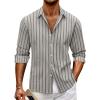 imageLzzidou Mens Striped Button Down Shirt Cotton Blend Long Sleeve Collared Dress Shirts for Business Work Office Casual DateGrey