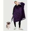 imageLzzidou Oversized Blanket Hoodie for Women Two Layers Cozy Flannel Sherpa Wearable Blanket Sweatshirt AdultDark Purple