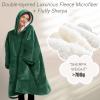 imageLzzidou Oversized Blanket Hoodie for Women Two Layers Cozy Flannel Sherpa Wearable Blanket Sweatshirt AdultForest Green