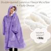 imageLzzidou Oversized Blanket Hoodie for Women Two Layers Cozy Flannel Sherpa Wearable Blanket Sweatshirt AdultPurple