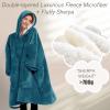 imageLzzidou Oversized Blanket Hoodie for Women Two Layers Cozy Flannel Sherpa Wearable Blanket Sweatshirt AdultTeal Blue