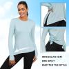 imageWomens UPF 50 Long Sleeve Shirts Sun Protection Rash Guard Tee Shirt Quick Dry Workout Yoga Running Hiking TopsBlue