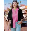 imageWomens Vintage Bowling Shirts 1950s Short Sleeve Button Up 50s Retro Outfits Sock Hop CostumeBlack Pink
