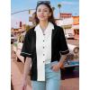 imageWomens Vintage Bowling Shirts 1950s Short Sleeve Button Up 50s Retro Outfits Sock Hop CostumeBlack White