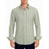 imageLzzidou Mens Striped Button Down Shirt Cotton Blend Long Sleeve Collared Dress Shirts for Business Work Office Casual DateGreen