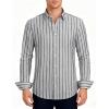 imageLzzidou Mens Striped Button Down Shirt Cotton Blend Long Sleeve Collared Dress Shirts for Business Work Office Casual DateGrey