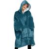 imageLzzidou Oversized Blanket Hoodie for Women Two Layers Cozy Flannel Sherpa Wearable Blanket Sweatshirt AdultTeal Blue