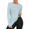 imageWomens UPF 50 Long Sleeve Shirts Sun Protection Rash Guard Tee Shirt Quick Dry Workout Yoga Running Hiking TopsBlue