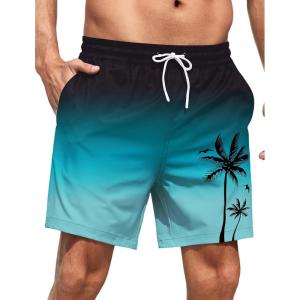 imageLzzidou Men Swim Trunks with Mesh Liner 5 Inch Inseam Board Shorts Quick Dry Bathing SuitBlack Teal