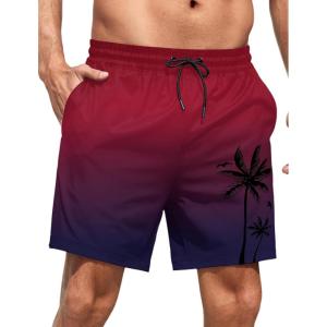 imageLzzidou Men Swim Trunks with Mesh Liner 5 Inch Inseam Board Shorts Quick Dry Bathing SuitRed Purple