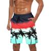 imageFT FENTENG Mens Swim Trunks Quick Dry Board Shorts with Mesh Lining Breathable Surf Beach Shorts Swimwear Bathing SuitsGradient Trees21