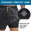 imageFT FENTENG Mens Swim Trunks with Compression Liner 55quot Board Shorts with Zipper Pockets 2 in 1 Quick Dry Bathing SuitsBlack American Flagc