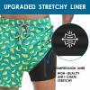 imageFT FENTENG Mens Swim Trunks with Compression Liner 55quot Board Shorts with Zipper Pockets 2 in 1 Quick Dry Bathing SuitsGreen Bananac
