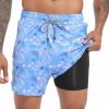 imageFT FENTENG Mens Swim Trunks with Compression Liner 55quot Board Shorts with Zipper Pockets 2 in 1 Quick Dry Bathing SuitsLavender Flamingoc