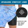 imageFT FENTENG Mens Swim Trunks with Compression Liner 55quot Board Shorts with Zipper Pockets 2 in 1 Quick Dry Bathing SuitsLavender Flamingoc
