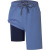 imageFT FENTENG Mens Swim Trunks with Compression Liner 9quot Board Shorts 2 in 1 Quick Dry Bathing Suits with Zipper PocketsLight Bluec