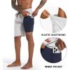 imageFT FENTENG Mens Swim Trunks with Compression Liner 9quot Board Shorts 2 in 1 Quick Dry Bathing Suits with Zipper PocketsLight Greyc