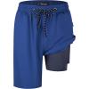 imageFT FENTENG Mens Swim Trunks with Compression Liner 9quot Board Shorts 2 in 1 Quick Dry Bathing Suits with Zipper PocketsNavy Bluec
