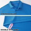 imageMens Polo Shirts Short Sleeve Casual Solid Stylish Dry Fit Performance Designed Collared Golf Polo Shirts for MenCobalt Stripe