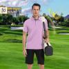 imageMens Polo Shirts Short Sleeve Casual Solid Stylish Dry Fit Performance Designed Collared Golf Polo Shirts for MenLavender