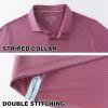 imageMens Polo Shirts Short Sleeve Casual Solid Stylish Dry Fit Performance Designed Collared Golf Polo Shirts for MenPink Blue Stripe