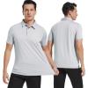imageMens Polo Shirts Short Sleeve Casual Solid Stylish Dry Fit Performance Designed Collared Golf Polo Shirts for MenSilver Grey