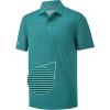 imageMens Polo Shirts Short Sleeve Casual Solid Stylish Dry Fit Performance Designed Collared Golf Polo Shirts for MenTurquoise Stripe